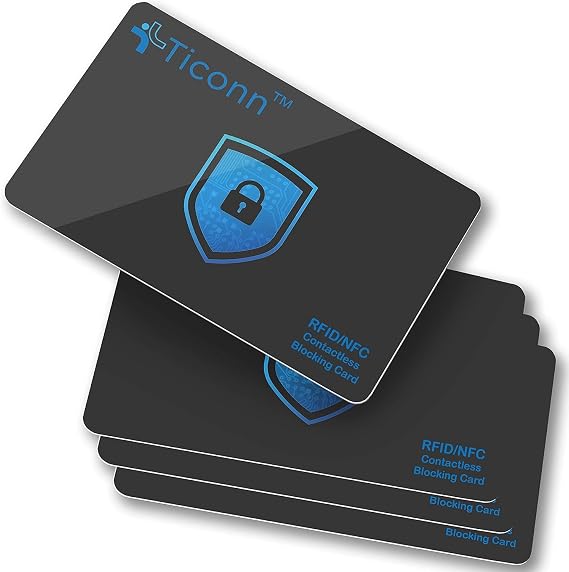TICONN 4 Pack RFID Blocking Card, Anti-Theft NFC Credit Card Protector