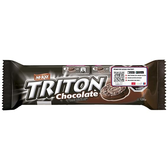 Triton Cookies Chocolate Cream Filled. Traditional Chilean Cookie. 3 Pack x 126 Grms Each. Promo Edition