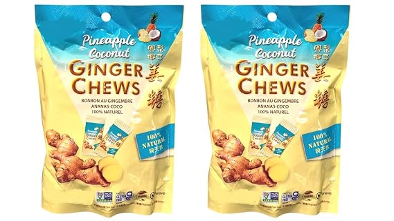 Soft Ginger Candy Chews Group (2 PACKS, PINEAPPLE COCONUT GINGER CHEWS)