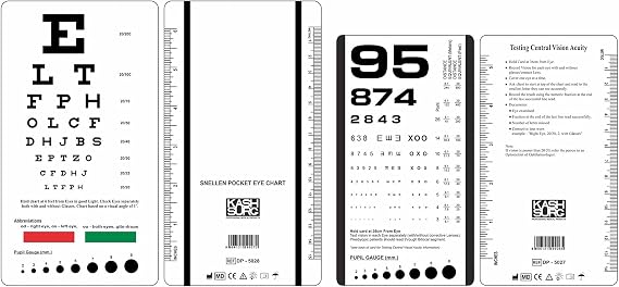 Visionaren Snellen and Rosenbaum Pocket Eye Chart - Pack of 2 Cards