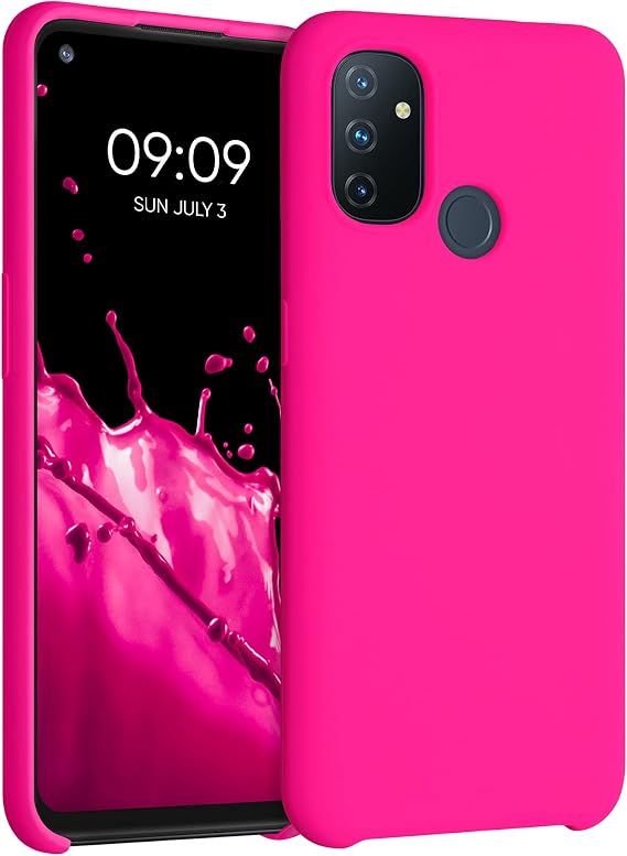 kwmobile Case Compatible with OnePlus Nord N100 Case - TPU Silicone Phone Cover with Soft Finish - Neon Pink