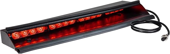 LAMPHUS SolarBlast 18" 16-Watt LED Emergency Visor Light - Passenger Side [Universal Fit] [48 Flash Patterns] [12.5 ft Cord] Interior Dash/Windshield LED Strobe Light Bar - Red