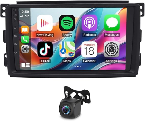 9" Android 13 Car Stereo Radio Compatible for Benz Smart 05-10 2+32GB Double Din with Wireless CarPlay & Android Auto Car Radio Audio Receiver with Bluetooth/GPS Navi WiFi+AHD Backup Camera