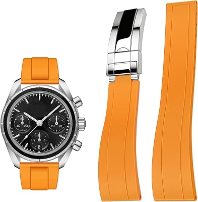 YISIWERA 20mm 22mm Silicone Watch Band, FKM Rubber Watch Strap for Men Women, Straight End with Solid Diving Deployment Double Buckle