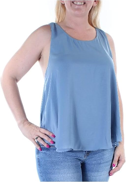 Rachel Rachel Roy Womens Sateen Drapey Pullover Top Blue L