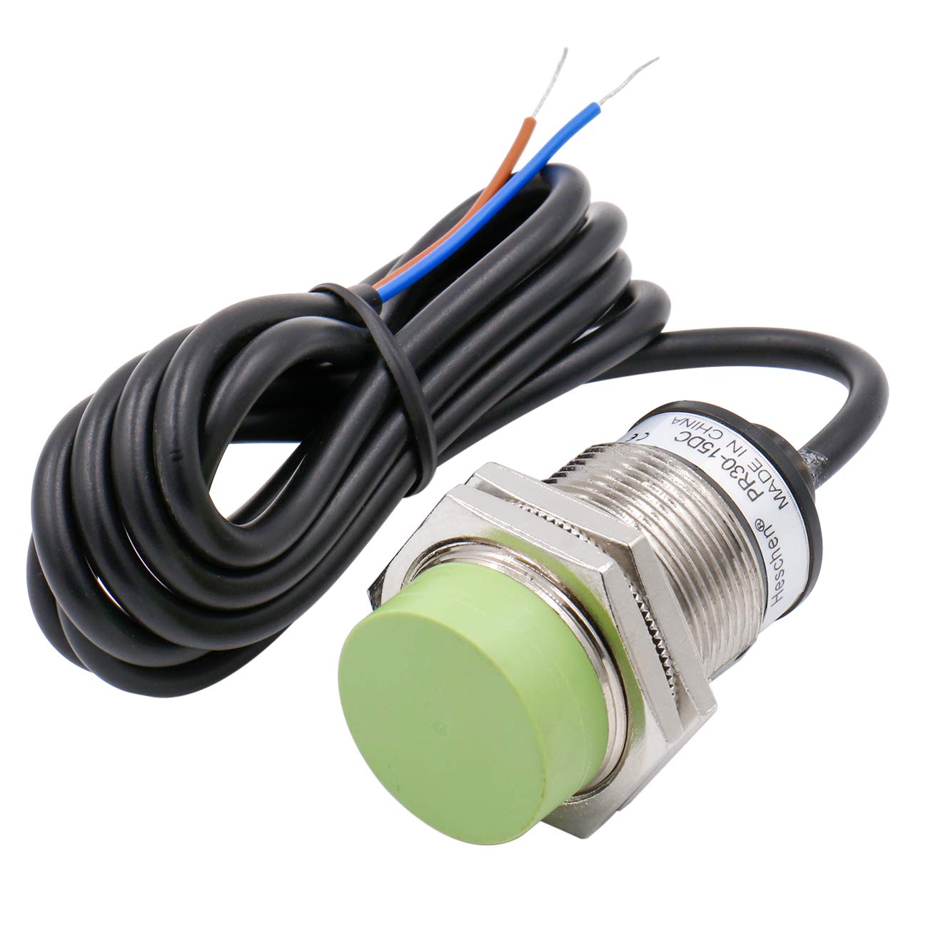 Heschen M30 Inductive Proximity Sensor Switch PR30-15DC Cylindrical Type Detector 15mm DC12-24V 2-Wire NCNormally Closed CE