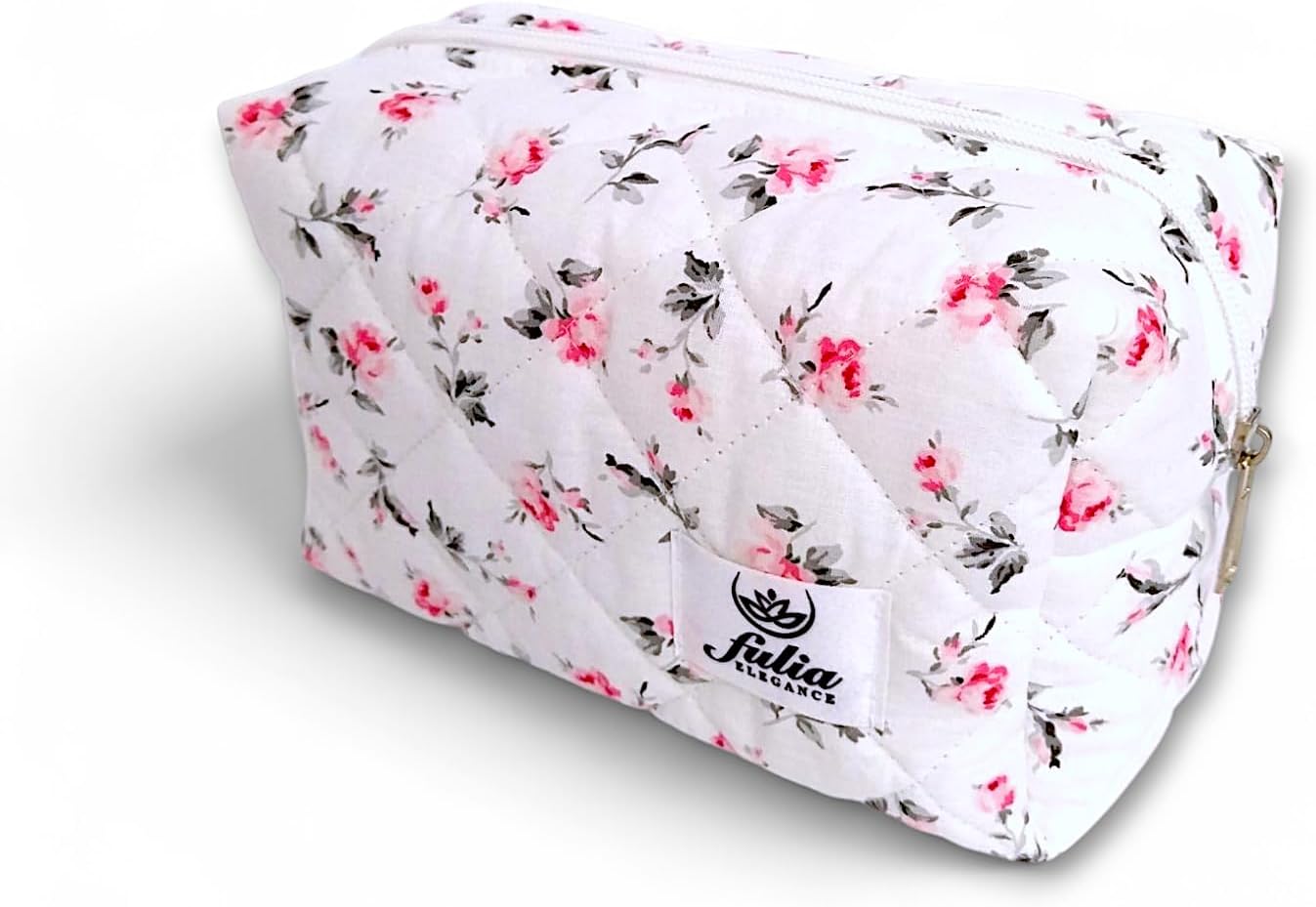 Makeup Bag | Makeup Bag | Quilted Care Travel Cosmetic Bag White-Pink