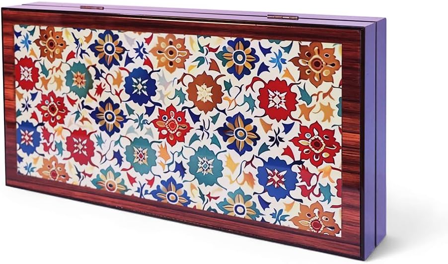 Biggdesign Bloom Backgammon | Magnet MDF Case with Anti-Scratch Floor, Polyester Stamps