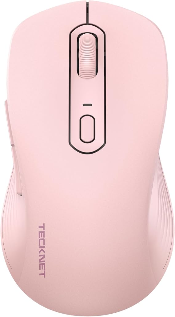 TECKNET Bluetooth Mouse, [ USB + BT1 + BT2 ] Wireless Mouse for Laptop, Silent Click, Ergonomic Design, 4800 DPI Computer Mice Wireless, Dual Mode for