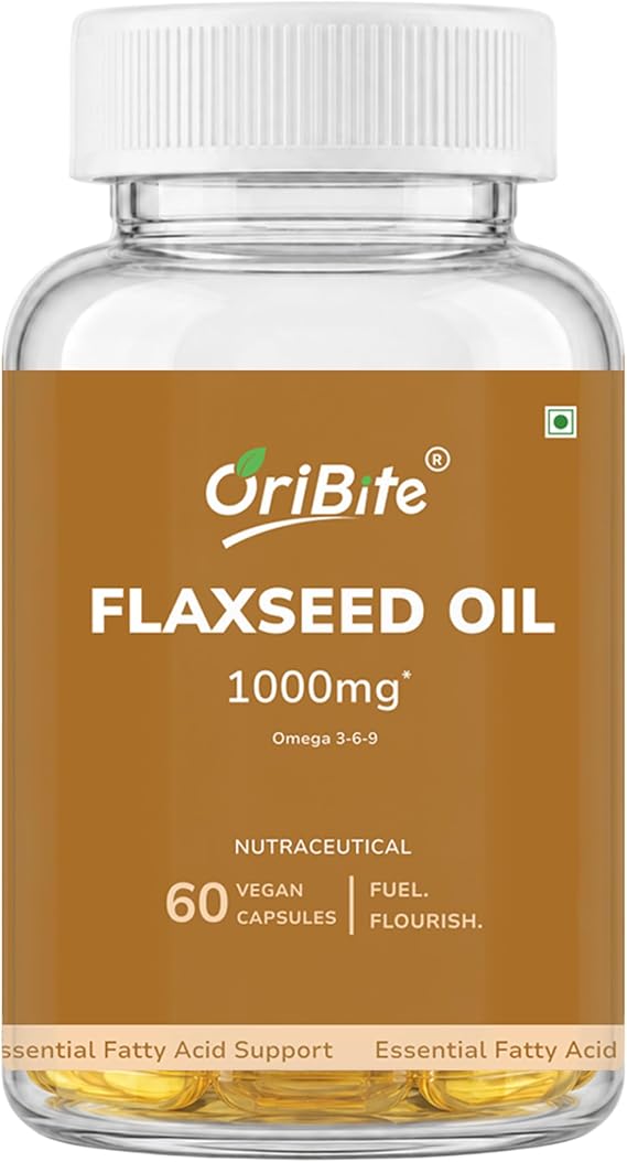 Omega 3-6-9 Flaxseed Oil 1000mg Triple Omega Fatty Acids Supplement for Heart, Brain, Joint, Skin & Hair Health 60 Capsules
