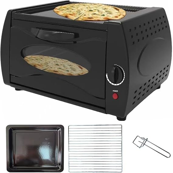 Countertop Tandoor Oven, 15L Mini Pizza Oven with Bake Tray, Rack and Handle, 2100W, Heat-Resistant Glass, 50-400C Temperature Control, for Takeaway Kitchen