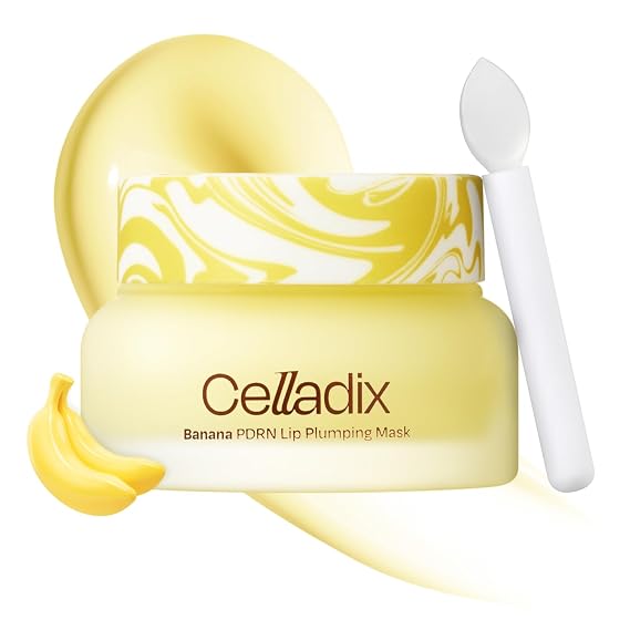 Celladix Overnight Lip Plumping Mask with Banana PDRN Pudding-Like Melting Balm Texture, Vanilla Scent Hydrating & Mild Plumping Treatment for Kissable Lips with Honey & Collagen, 0.5 Fl oz