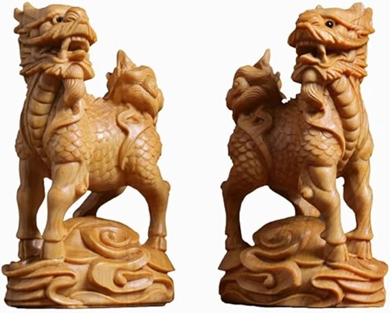 A Pair Chinese Feng Shui PiXiu/PiYao Statues, Foo Dogs Figurine for Home Office Decor, Attracting Wealth and Good Luck, Eliminate Disaster