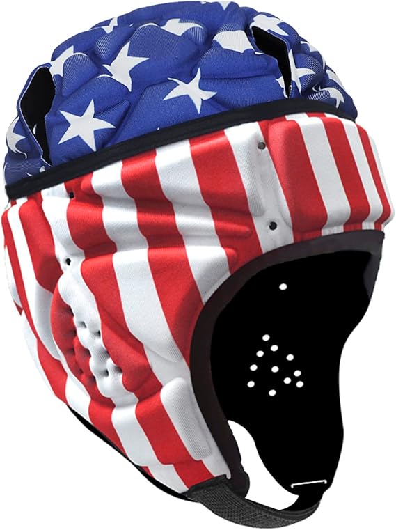 Rugby Helmet Flag Football Padded Headgear Adjustable Soft Shell Headguard Head Protection Soccer Scrum Cap for Kids Youth