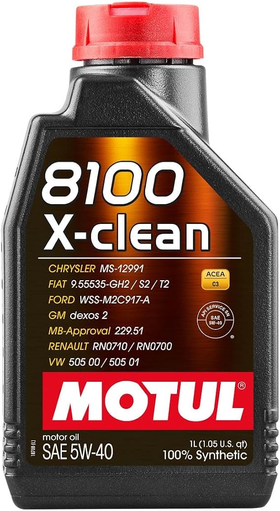 Motul 8100 X-clean 5W-40 Full Synthetic Motor Oil with Mid SAPS Formula ACEA C3 & dexos2 Approved for BMW, Mercedes-Benz, VW, Renault & European Engine Applications 1 Liter