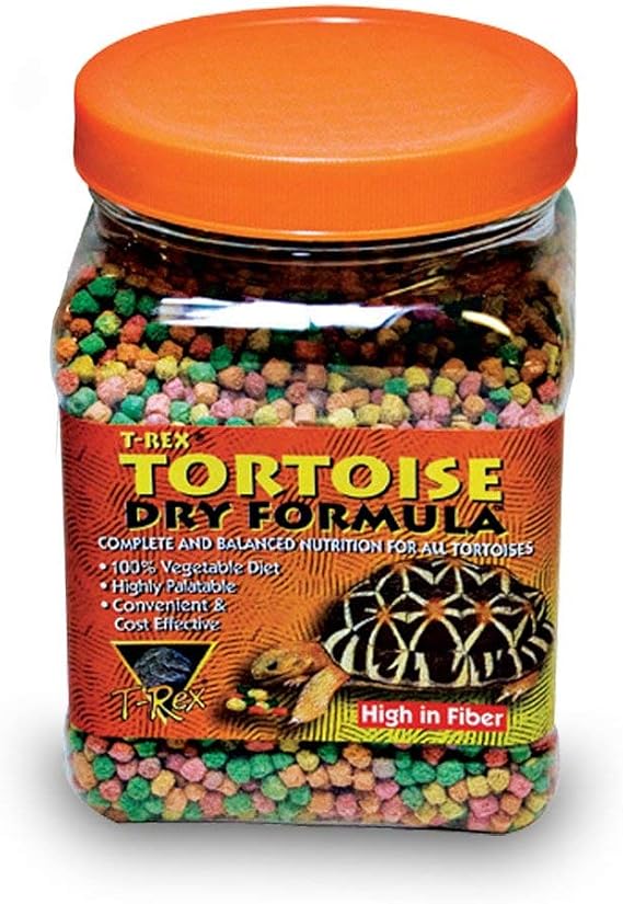 T-Rex Tortoise Food Dry Formula Dry Diet for Tortoises with Added Vitamins & Minerals, Easy-to-Moisten Reptile Food, 24 oz
