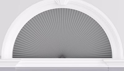 Myshade Arch Window Shades Half Circle Blackout Cellular Shades Cordless No Drill Blinds for Windows Half Moon Honeycomb Fabric No Tools Room Darkening Shades Easy Install 1PCS Grey 36 W X 18 H