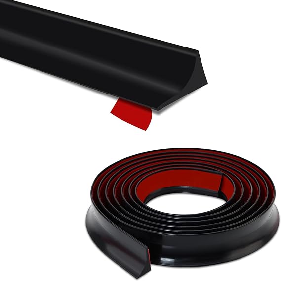 Shower Threshold Water Dam,Walk in Shower Water Guard, Shower Dam Water Barrier Bathroom Sink Splash for Dry And Wet Separation Caulk Seal Strip Edge Trim (39Inch, Black)