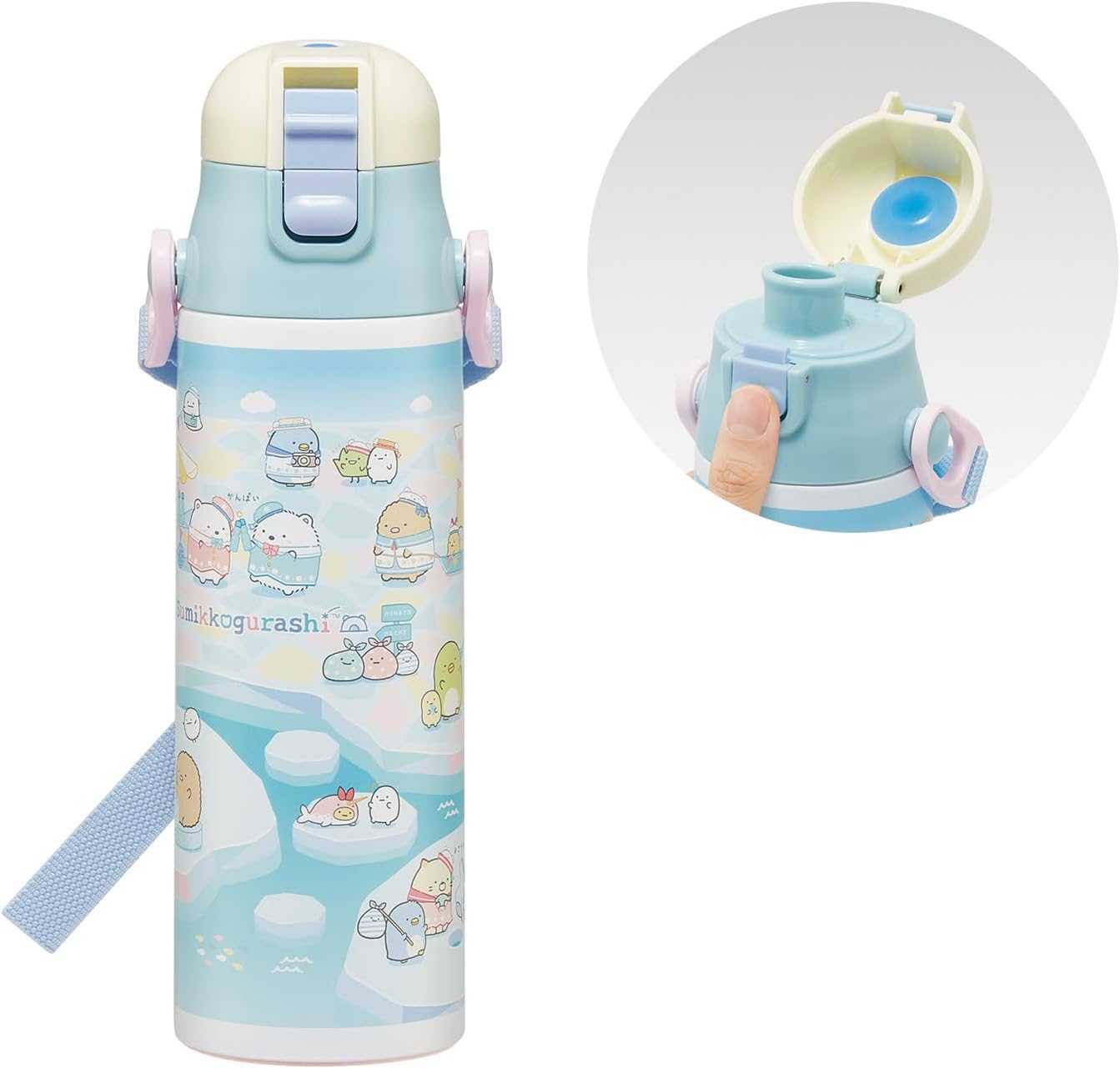 Skater Skater Kids Stainless Steel Water Bottle, Direct Drinking, 580ml, Lightweight Type for Children, Sumikkogurashi, Polar Bear Hometown, Girl, Insulated Water Bottle, Sports Bottle, Kids