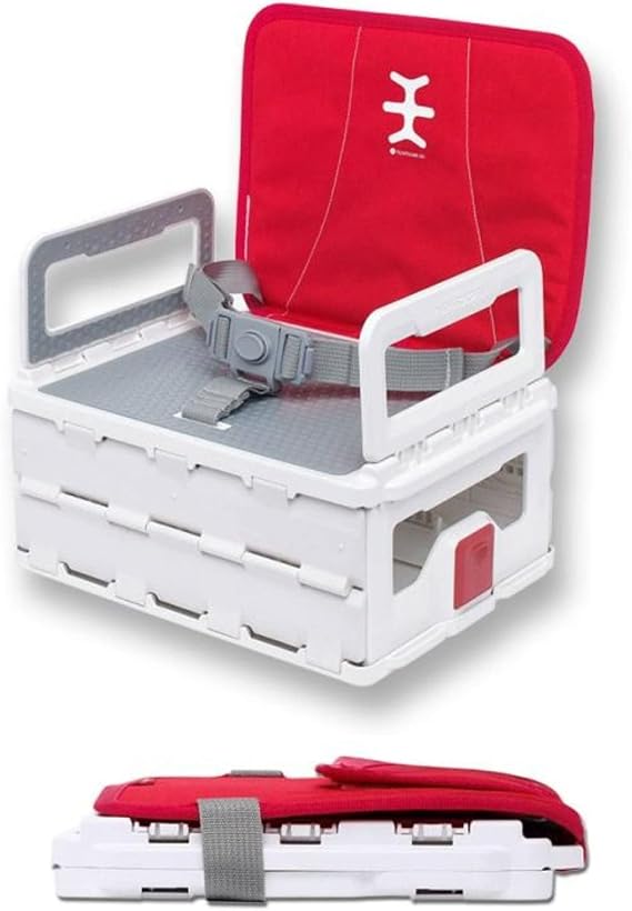 Nikidom Bebek/Küçük Çocuk/Bebek 6 Ay+ İçin Katlanır Düz Yükseltici Sandalye, Taşınabilir Katlanabilir Seyahat Yemek Koltuğu, Çoğu Sandalyeye Kolayca Uyar - Kırmızı