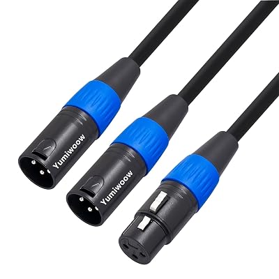 XLR Splitter Cable, Female to 2 Male, 1.6ft 0.5m, Balanced Microphone Splitter Cord Audio Adaptor