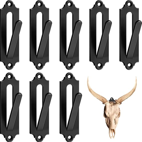 12 Pack European Style Mount Skull Wall Mount Bracket Hanger Deer Hanger with Easy Installation Kit for Indoor/Outdoor/Small Game/Animal/Mule/Coyote/Antelope, Black