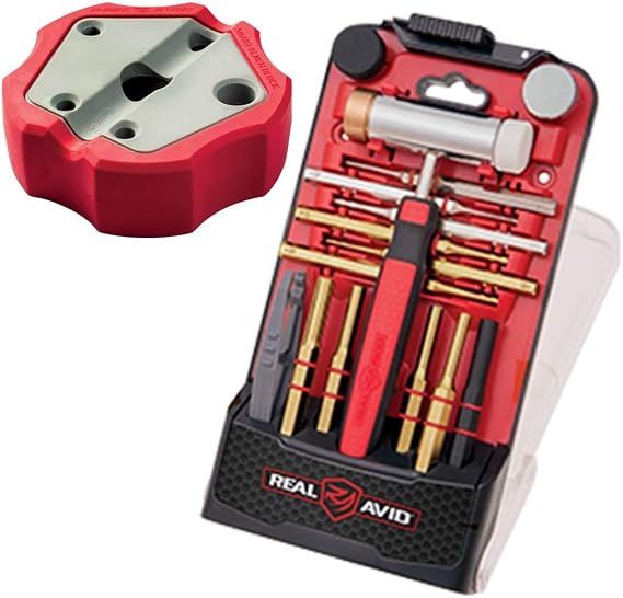 Real Avid Brass Punch Set & Hammer + Non-Slip Magnetic Bench Block | 7 Premium Brass Pin Punches & 3 Steel Punches, 4 Interchangeable Hammer Heads - Brass Steel Rubber & Nylon + Universal Bench Block