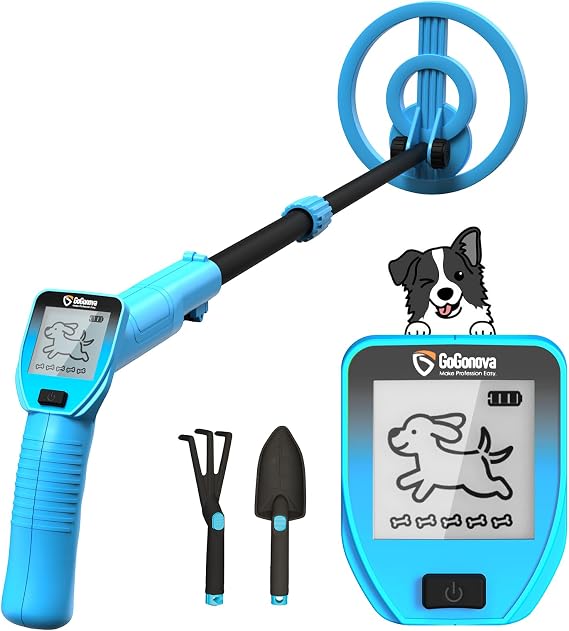 GoGonova Metal Detector, Adjustable 27.5 - 37.8 Metal Detector for Kids with LED Display, Lightweight Kids Metal Detector Kit with 6.8 Waterproof Search Coil, Gift for Boys & Girls, Blue