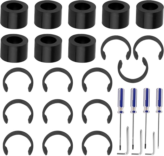 Rubber Roller Replacement for Cricut Maker, 8 Pcs Rollers and 12 Pcs Retaining Clip Rings, Roller Replacement Kit Compatible with Cricut Maker/Maker 3 Only - 27 Pcs