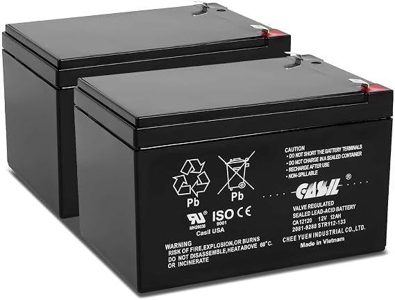 Casil CA12120 12V 12Ah SLA/AGM Sealed Lead Acid Rechargeable Deep Cycle Battery 2 Pack F2 Terminals