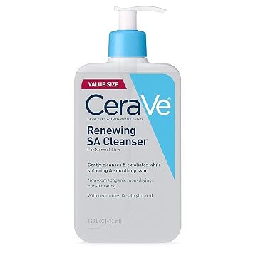 CeraVe Renewing Salicylic Acid Cleanser, Formulated With Hyaluronic Acid, Niacinamide, Ceramides, Gentle BHA Exfoliating Face Wash Smoothes & Softens Skin, Non Comedogenic & Fragrance Free, 16 Ounce