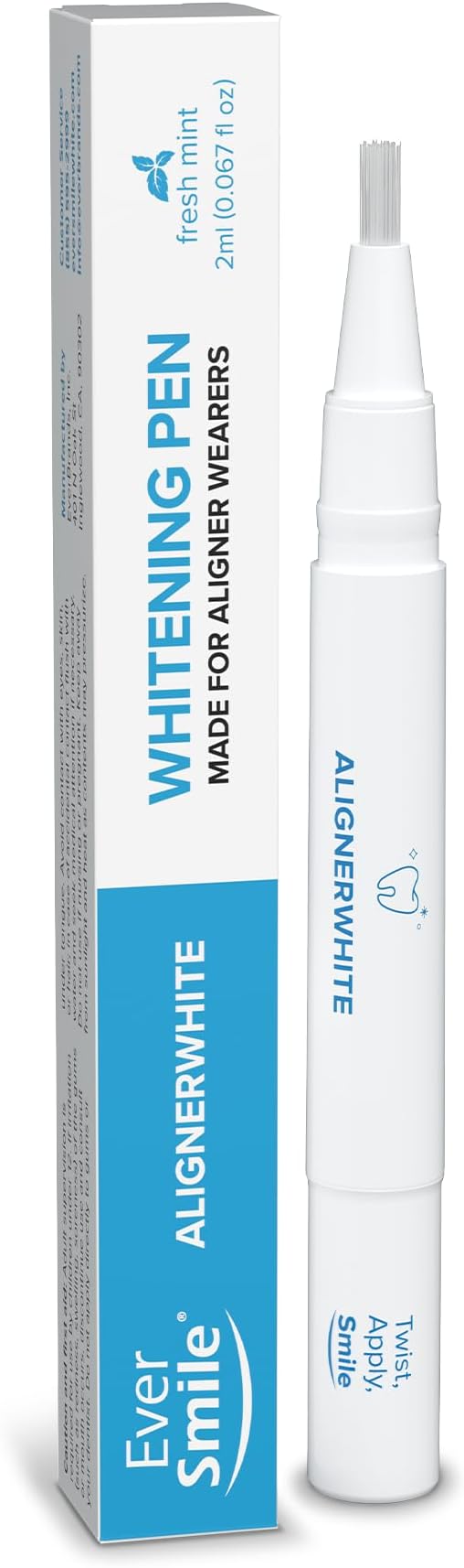 EverSmile AlignerWhite Travel Size Teeth Whitening Pen with Fresh Mint Flavor (2ml Pack) Gel Whitener Compatible with Invisalign, ClearCorrect, Essix, Hawley, and Other Aligners and Retainers