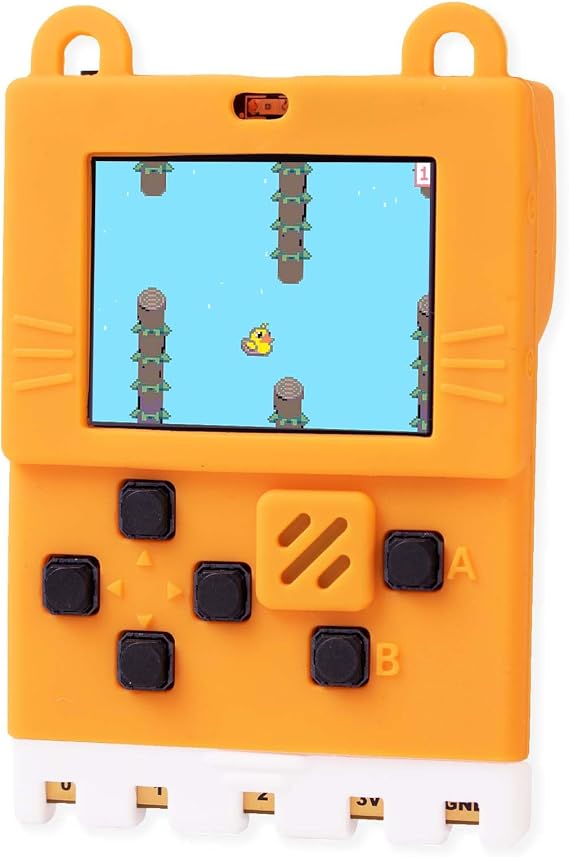KittenBot Meowbit Card-Sized Retro Coding Arcade Programmable Handheld Game Console Suitable for STEM Education Compatible Micro:bit Expansion Board for Kids Ages 10+(Orange)