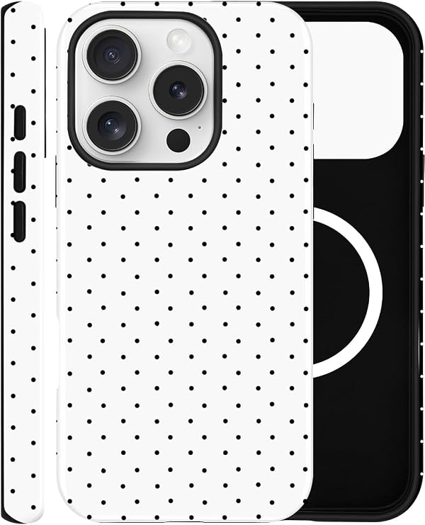 Cute Polka Dot Magnetic Case for iPhone 12/12 Pro, White