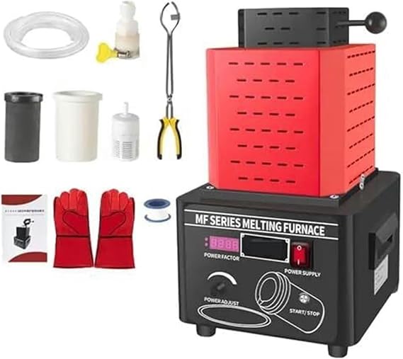 Electric Gold Melting Furnace, 1600C/2912F Digital Melting Furnace Machine, Metal Casting Kit with Graphite Crucible, Melting Time 3-5 Minutes(3KG)~/