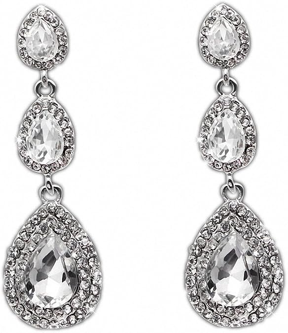 Top Luxury Champagne Crystal Earrings Gold Color Jewelry Fashion Female Bricons Wedding Long Big Drop Earrings For Women