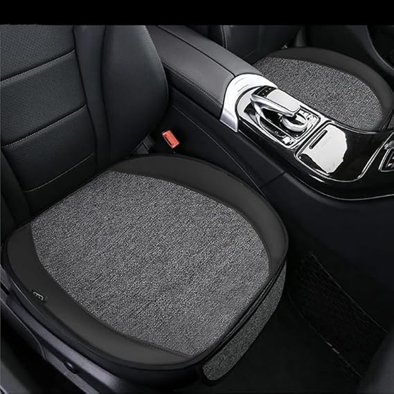 Bod Car Seat Protector Linen Cushion Set of 3 with Pockets Black