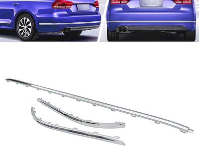 MotorFansClub 3pcs Rear Bumper Molding Trim Fit for Volkswagen Passat 2016 2017 2018 2019 Chrome Lower Bumper Trims