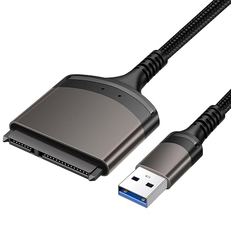 SATA to USB Adapter Cable, USB 3.0 to SATA III Hard Drive Adapter for 2.5'' SSD/HDD Data Transfer, Support UASP - 9 Inchs, Aluminum Shell & Nylon Cord