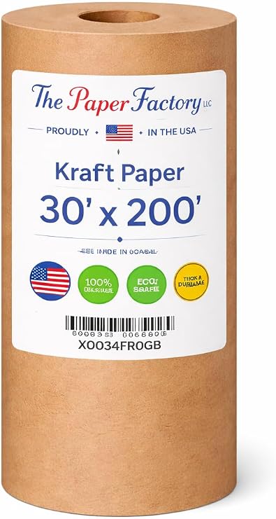 Kraft Paper 30 x 200 for Gift Wrapping Bulletin Board Arts & Crafts, Bouquet Flower Table Covering Poster Packing Shipping & Moving Supplies
