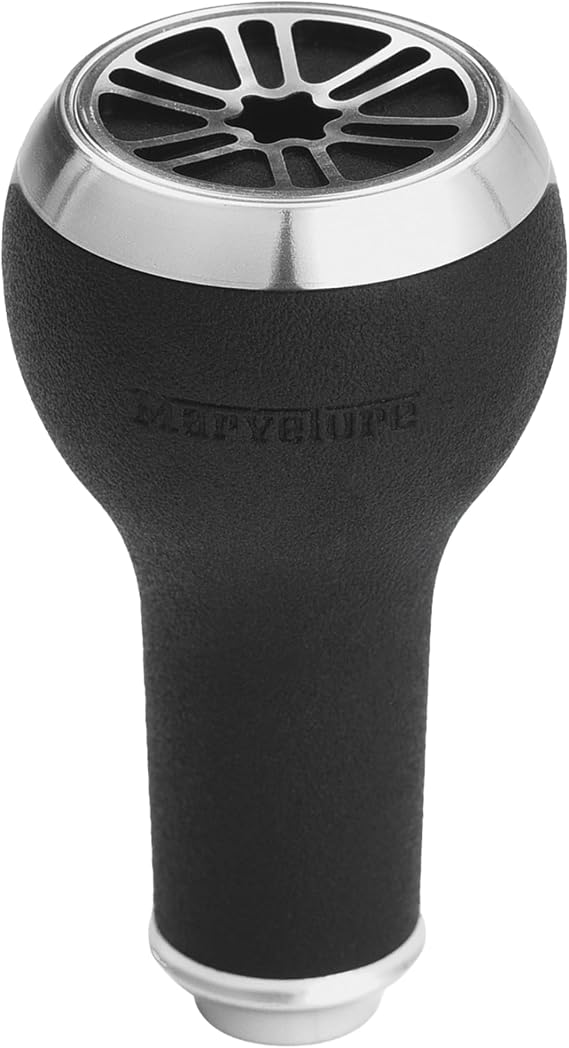 Non-Slip TPE Power Knob 1.1 inches (27 mm) Compatible for Shimano Stradic SLX, Daiwa Zillion Tatula Fuego, Spinning Baitcasting Reel (Black Silver)