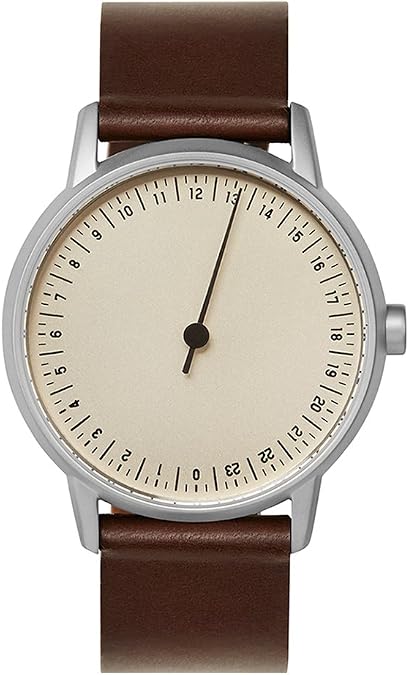 slow Round 06 - Dark Brown Leather, Silver Case, Creme Dial