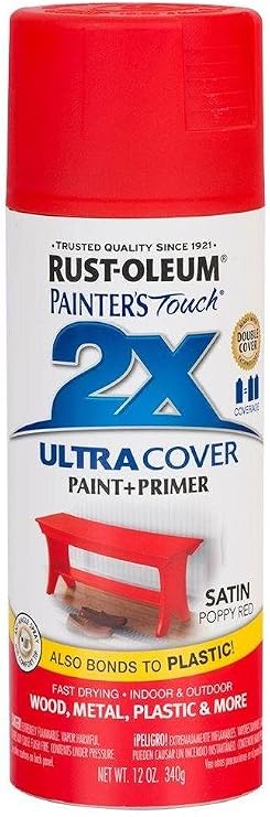Painters Touch 277994 12 Oz Satin Poppy Red Ultra Cover 2X Satin Spray