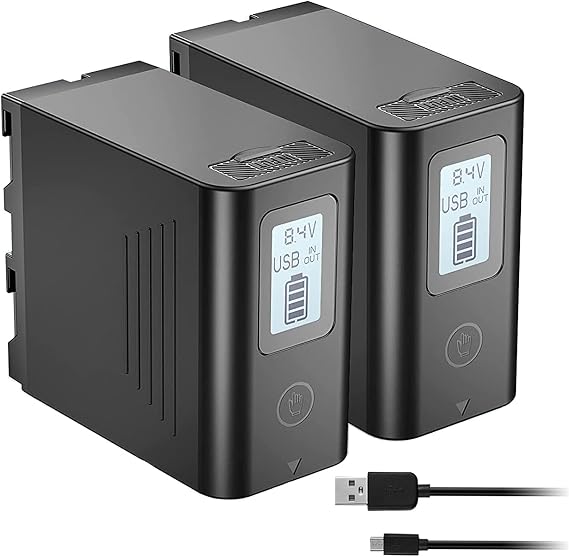 JYJZPB 2 Pack NP-F970 Battery Compatible with Sony Handycams 8800mAh | for Sony NPF970 NP-F960 NP-F950 NP-F930 NP-F550 NP-F530 NP-F570 with USB Output LCD Display