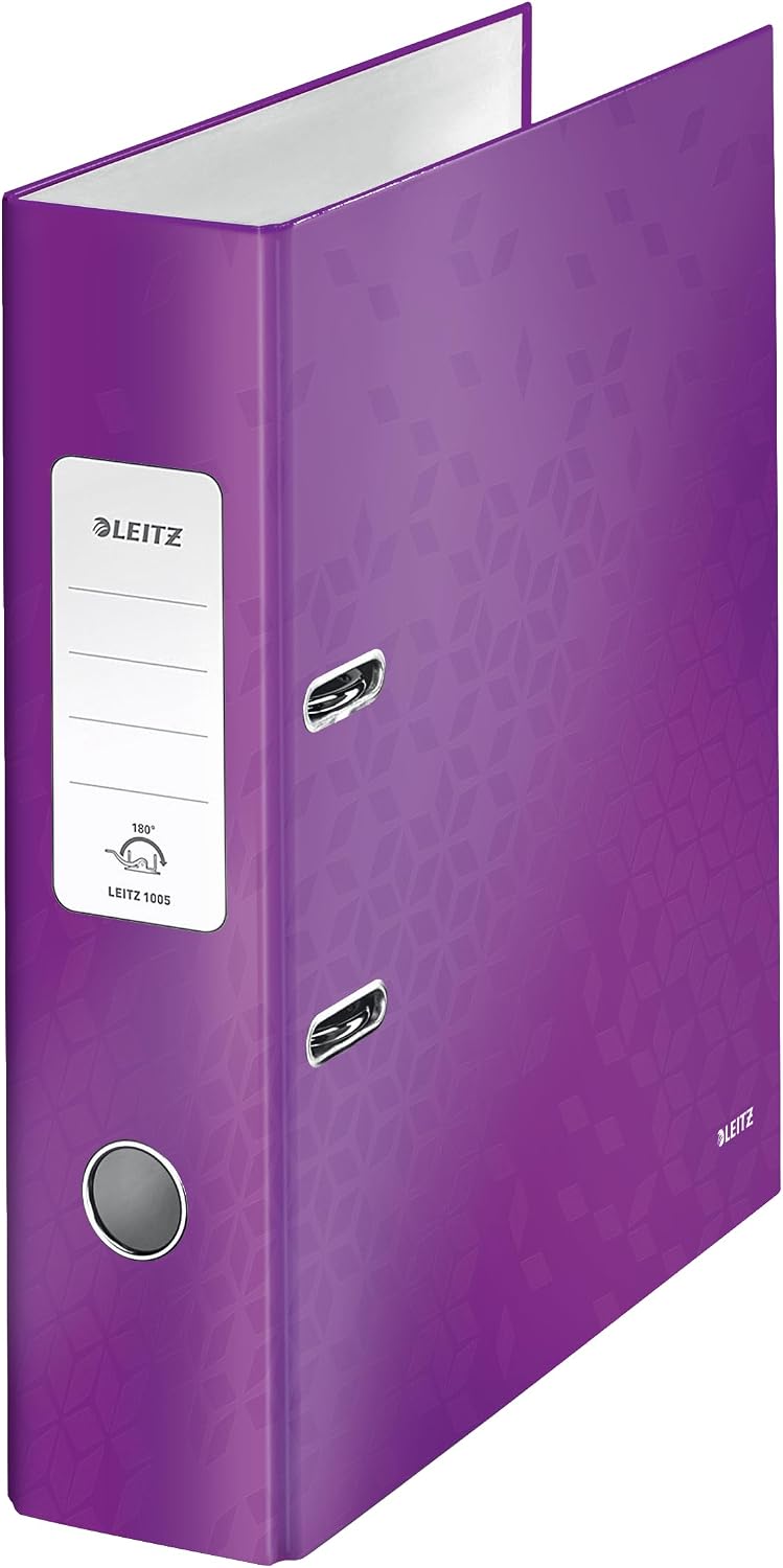 Leitz 10050062 A4 80 mm Wow 180 Lever Arch Files - Purple