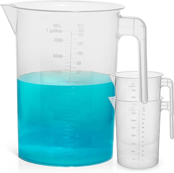 1 Gallon Measuring Pitcher 3-Pack | 3.785 Liter Shatterproof Plastic Large Graduated Mixing Pitchers, 1 Gallon (128 Fl Oz)
