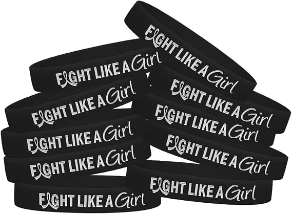 Fight Like a Girl Hybrid Silicone Wristband Bracelet (10 Pack)