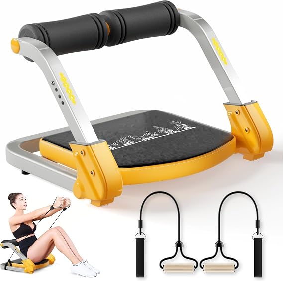 Ab Trainer/Crunch Machine, Ab Workout Equipment, 4 Adjustable Resistance, Ab Machine for Stomach Workout, 350 LBS Weight Capacity, Automatic Rebound, Ab Core Machine,Fitness Equipment for Home