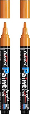 Overseas Orange Paint Pens Paint Markers - Permanent Acrylic Markers 2 Pack, Water Based, Quick Dry, Waterproof Marker Pen for Rock, Wood, Plastic, Metal, Canvas, Glass, Fabric, Mugs. Medium Tip