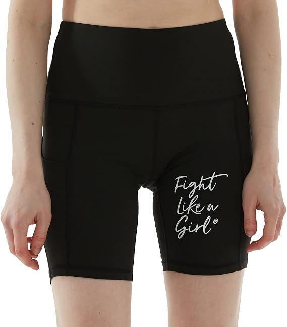 Fight Like a Girl Workout Shorts with Pockets Women's Empowerment Breast Cancer Running Yoga Exercise